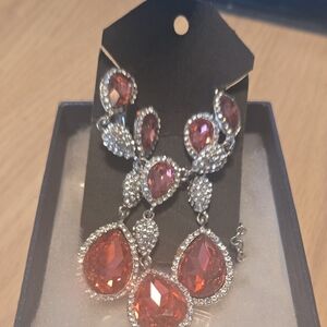 Elegant Silver and Pink Teardrop Earrings